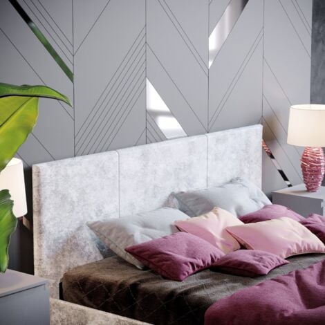 Victoria 5ft King Size Fabric Bed Frame, Silver Velvet, 200 x 150 cm