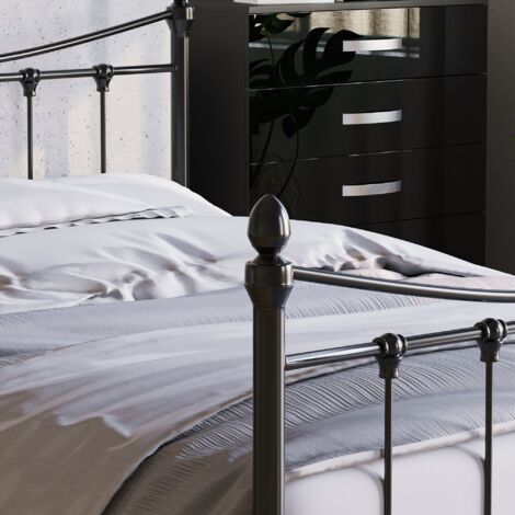 Paris 5ft King Size Metal Bed Frame, 150 x 200 cm, Black