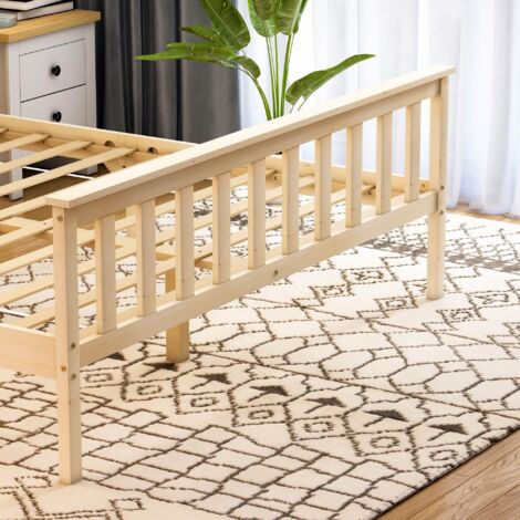 Milan 5ft King Size Solid Pine Wood Bed Frame, High Foot End, 150 x 200 cm, Pine