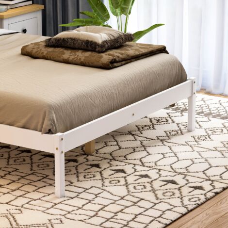 Milan 4ft6 Double Solid Pine Wood Bed Frame, Low Foot End, 135 x 190 cm, White