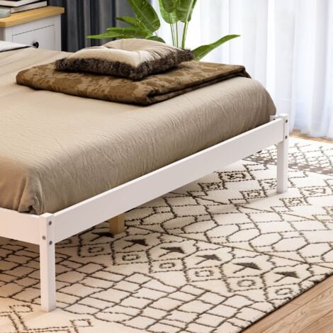 Milan 5ft King Size Solid Pine Wood Bed Frame, Low Foot End, White-&-Pine, 200 x 150 cm
