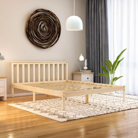 Milan 5ft King Size Solid Pine Wood Bed Frame, Low Foot End, 150 x 200 cm, Pine