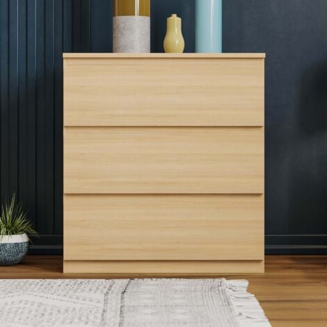 Denver 3 Drawer Chest of Drawers Bedroom Storage Furniture, Pine