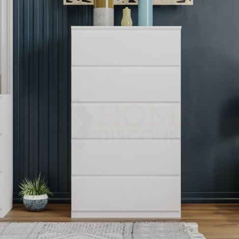 Denver 5 Drawer Chest of Drawers Bedroom Storage Furniture, White