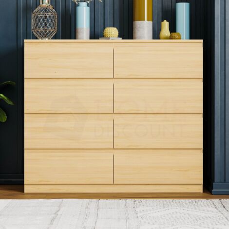 Denver 8 Drawer Chest of Drawers Bedroom Storage Furniture, Pine