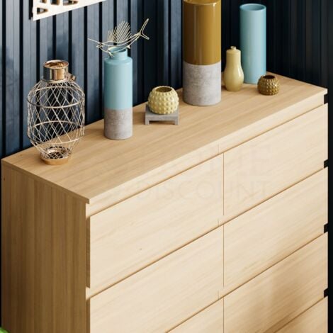 Denver 8 Drawer Chest of Drawers Bedroom Storage Furniture, Pine