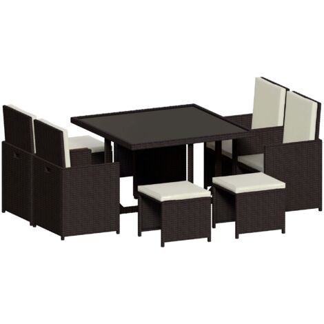 Cuba Rattan Garden Furniture Seater Folding Dining Set Outdoor