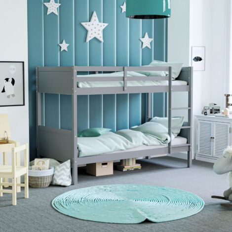 Gemini 3ft Single Wood Detachable Bunk Bed, 90 x 190 cm, Grey