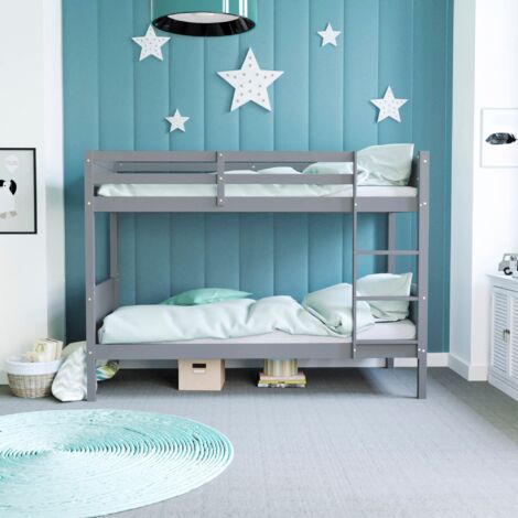 Gemini 3ft Single Wood Detachable Bunk Bed, 90 x 190 cm, Grey