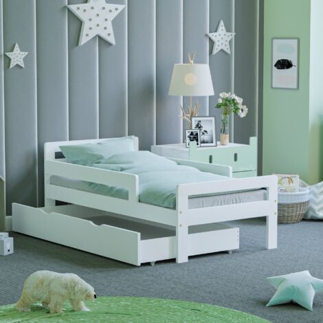 Taurus Solid Wood Toddler Bed With Underbed Drawer Storage, White, 140 x 70 cm