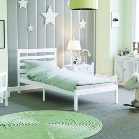 Libra 3ft Single Solid Wood Bed, White, 190 x 90 cm