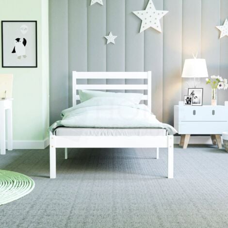 Libra 3ft Single Solid Wood Bed, White, 190 x 90 cm