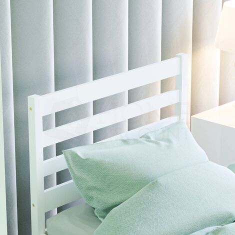 Libra 3ft Single Solid Wood Bed, White, 190 x 90 cm