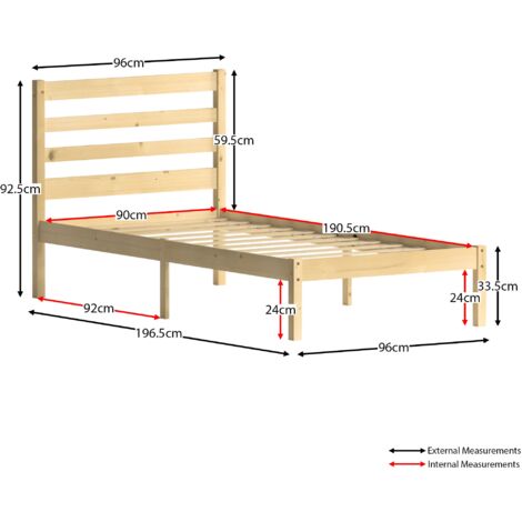 Libra 3ft Single Solid Wood Bed, Pine, 190 x 90 cm