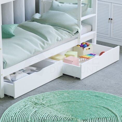 Libra 2 Piece Solid Pine Wood Underbed Drawers, White