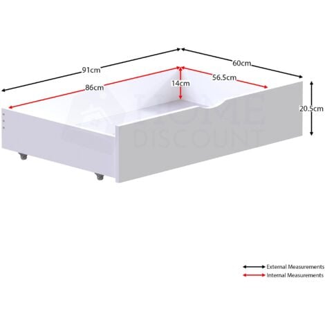 Libra 2 Piece Solid Pine Wood Underbed Drawers, White