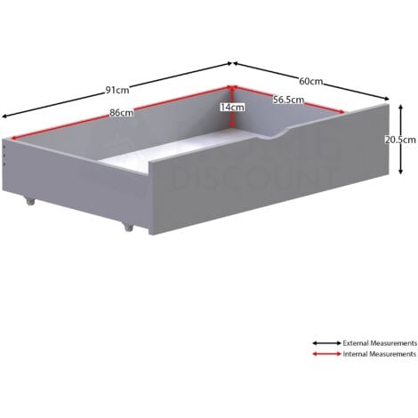 Libra 2 Piece Solid Pine Wood Underbed Drawers, Grey