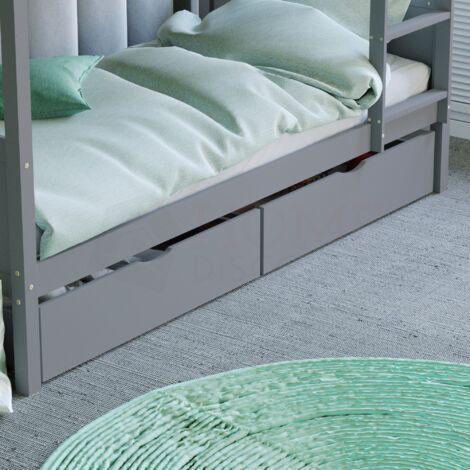 Libra 2 Piece Solid Pine Wood Underbed Drawers, Grey
