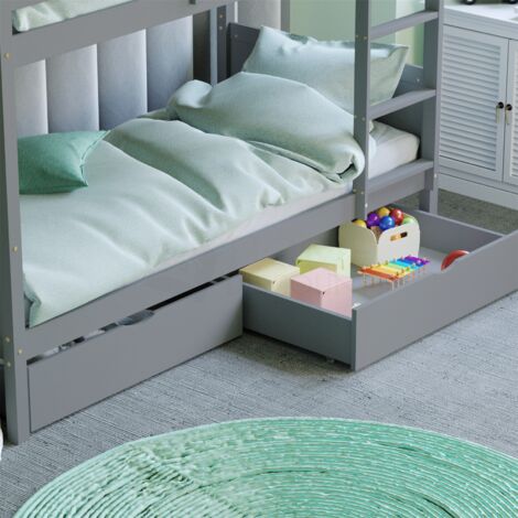 Gemini 3ft Single Wood Detachable Bunk Bed 2pc Underbed Drawers, Grey