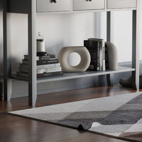 Windsor 3 Drawer Console Table With Shelf Side End Hallway Table, Grey