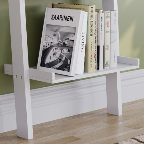 York 3 Tier Ladder Shelf Unit Bookcase Shelving Display Stand Rack Storage, White