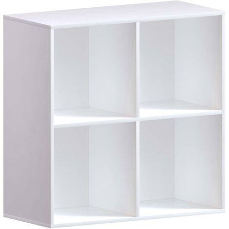 Durham 4 Cube Bookcase Shelf Wooden Display Storage Rack Free Standing Shelf Unit, White-0-Baskets (1/5)