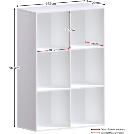 Durham 6 Cube Bookcase Shelf Wooden Display Storage Rack Free Standing Shelf Unit, White-0-Baskets