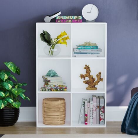 Durham 6 Cube Bookcase Shelf Wooden Display Storage Rack Free Standing Shelf Unit, White-0-Baskets