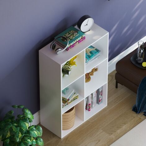 Durham 6 Cube Bookcase Shelf Wooden Display Storage Rack Free Standing Shelf Unit, White-0-Baskets