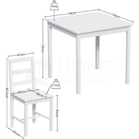 Yorkshire Wooden Dining Table Set Chairs Kitchen Room Furniture, 2-Seater-White