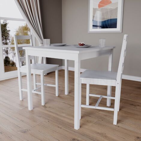Yorkshire Wooden Dining Table Set Chairs Kitchen Room Furniture, 2-Seater-White