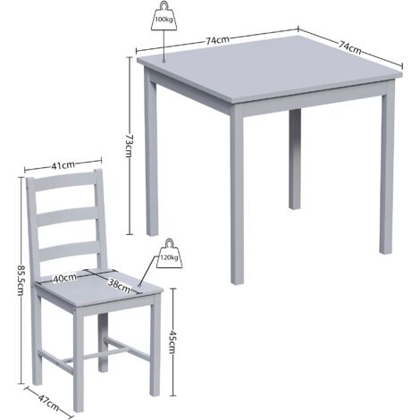 Yorkshire 2 Seater Wooden Dining Table Set Chairs Kitchen Room Furniture, Grey