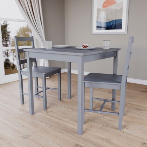 Yorkshire 2 Seater Wooden Dining Table Set Chairs Kitchen Room Furniture, Grey