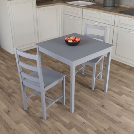 Yorkshire 2 Seater Wooden Dining Table Set Chairs Kitchen Room Furniture, Grey