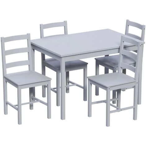 Yorkshire 4 Seater Wooden Dining Table Set Chairs Kitchen Room Furniture, Grey