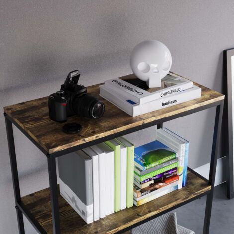 Brooklyn 3 Tier Bookcase Wooden Shelving Storage Display Shelves Wood Unit Stand, Dark Wood