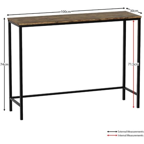Brooklyn Industrial Console Table Wooden Hallway Living Room Shelf Display, Dark-Wood