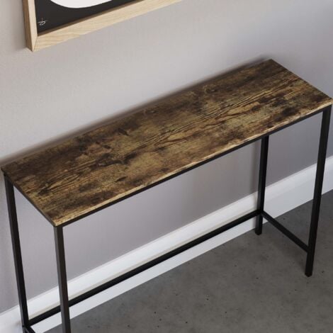 Brooklyn Industrial Console Table Wooden Hallway Living Room Shelf Display, Dark-Wood