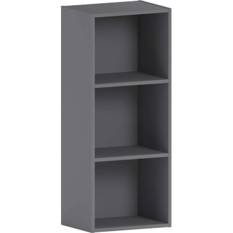 Oxford 3 Tier Cube Bookcase Shelving Storage Unit, Grey
