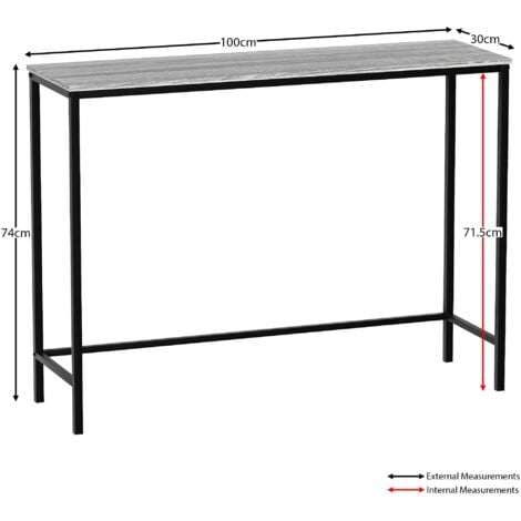 Brooklyn Industrial Console Table Wooden Hallway Living Room Shelf Display, Grey