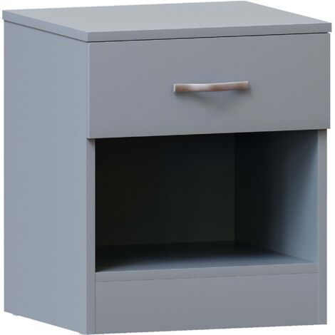 Riano 1 Drawer Bedside Table Cabinet Chest Nightstand Bedroom Furniture, Grey