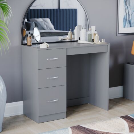 Riano Dressing Table 3 Drawer Makeup Vanity Computer Desk, Grey