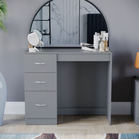 Riano Dressing Table 3 Drawer Makeup Vanity Computer Desk, Grey