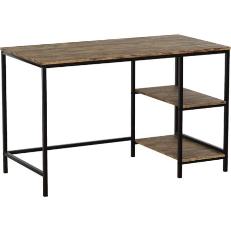 Brooklyn Computer Desk PC Laptop Table 2 Shelf Shelving Storage Home Office Study, Dark Wood