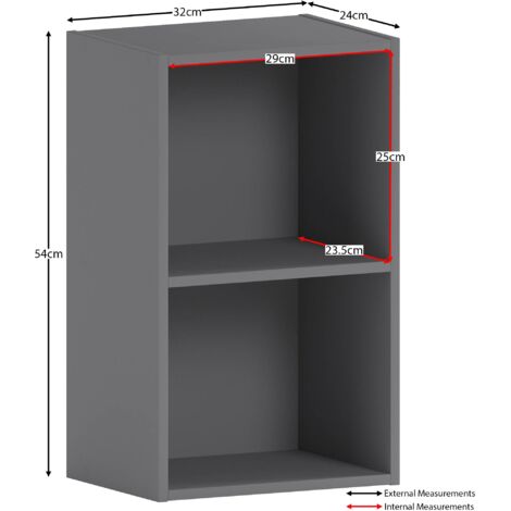 Oxford 2 Tier Cube Bookcase Shelving Storage Unit, Grey
