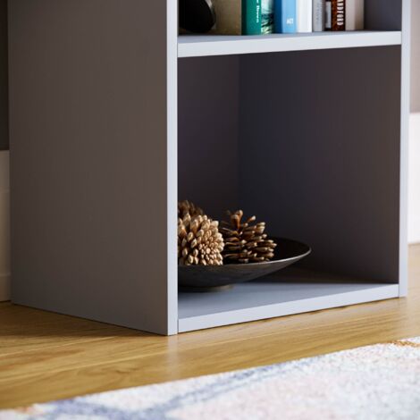 Oxford 2 Tier Cube Bookcase Shelving Storage Unit, Grey