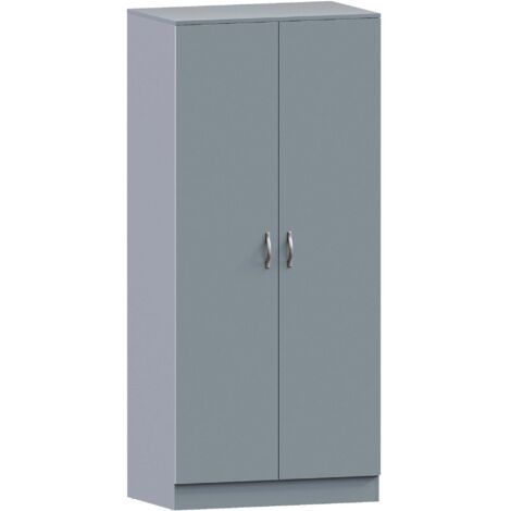 Riano 2 Door Wardrobe With Hanging Rail & Storage Shelf, Grey