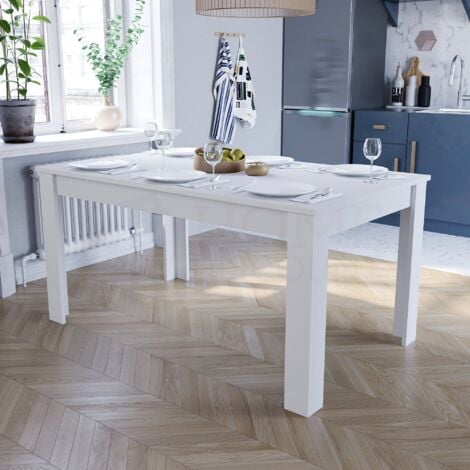 Medina 6 Seater Dining Table MDF Wood, 150 x 90 cm, White