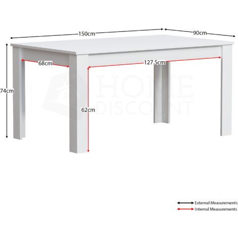 Medina 6 Seater Dining Table MDF Wood, 150 x 90 cm, White
