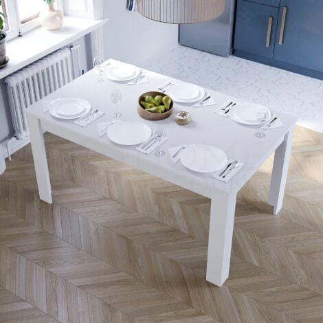 Medina 6 Seater Dining Table MDF Wood, 150 x 90 cm, White